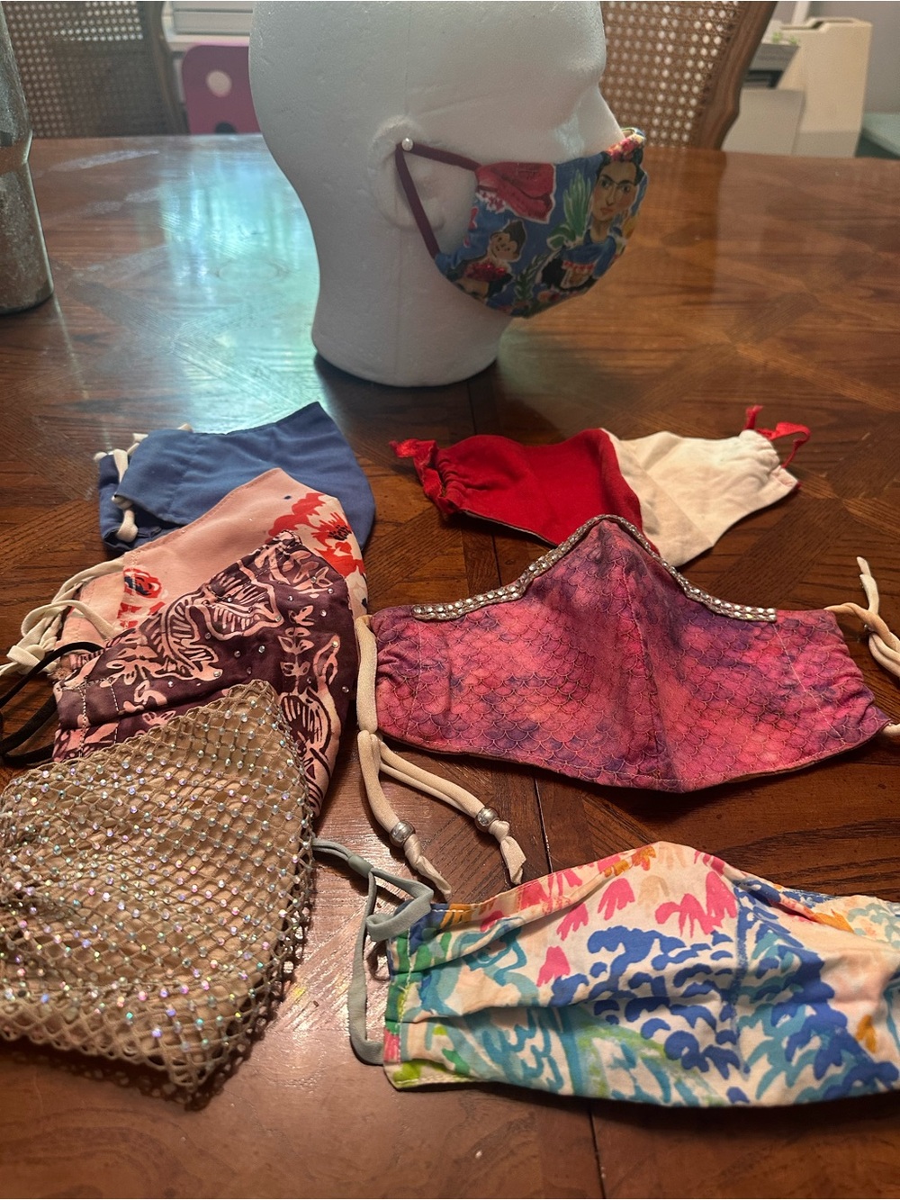 Lot of 8 Handmade, Pre-owned Face Masks Size Women’s Small